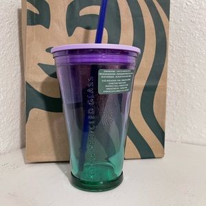 Starbucks Summer 2022 Purple Lilac Green Ombré recycled glass tumbler 16oz